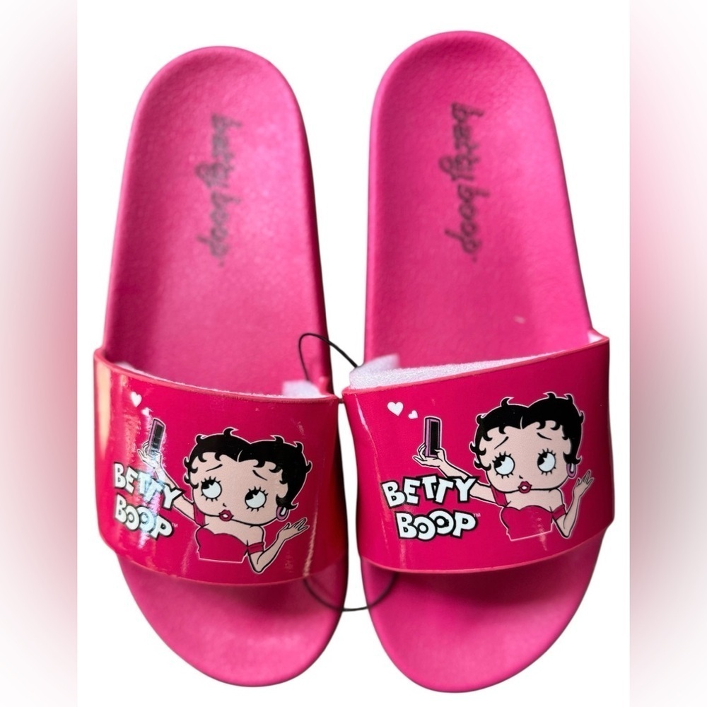 Betty Boop Pink Slide Sandals – Cartoon Graphic – Size 10